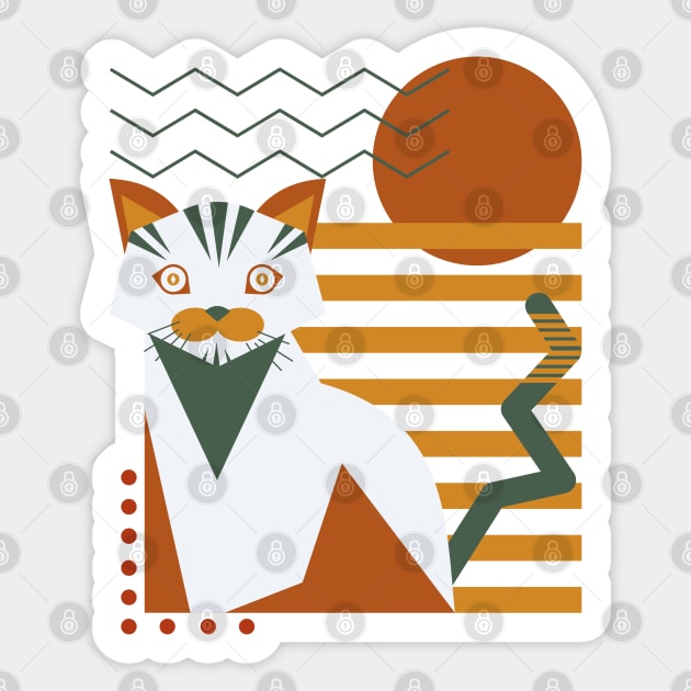 Geometric Cat Abstract Shapes Sticker by Bruno Pires